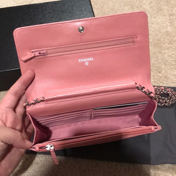 Chanel Pink Camellia Lambskin Wallet On Chain WOC - Picture 3 of 7